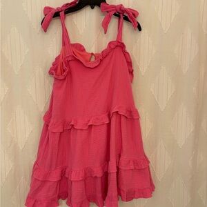 Pink Ruffled Tiered Babydoll Dress